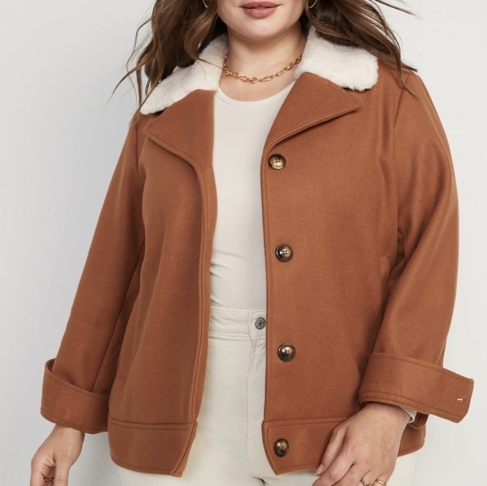4X - Old Navy | Soft-Brushed Sherpa-Trim Jacket